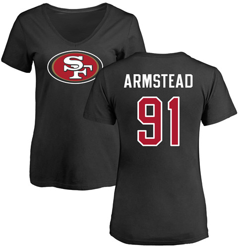 San Francisco 49ers Black Women Arik Armstead Name and Number Logo #91 NFL T Shirt
